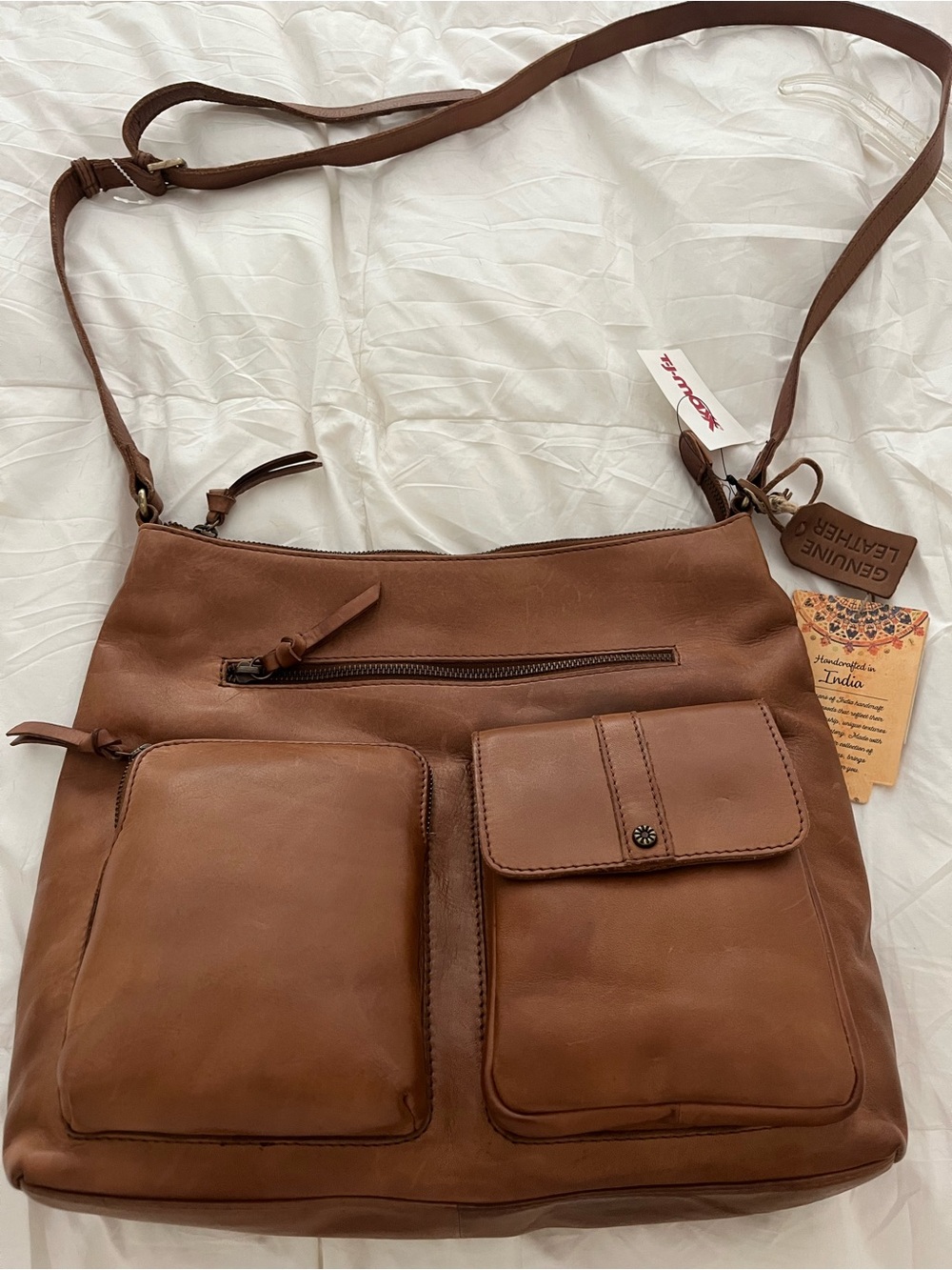 Brown Genuine Leather Crossbody Satchel